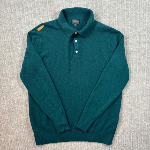 J. Crew Dark Green 100% Cashmere Collared Sweater Polo Men's Size M - Picture 2 of 7